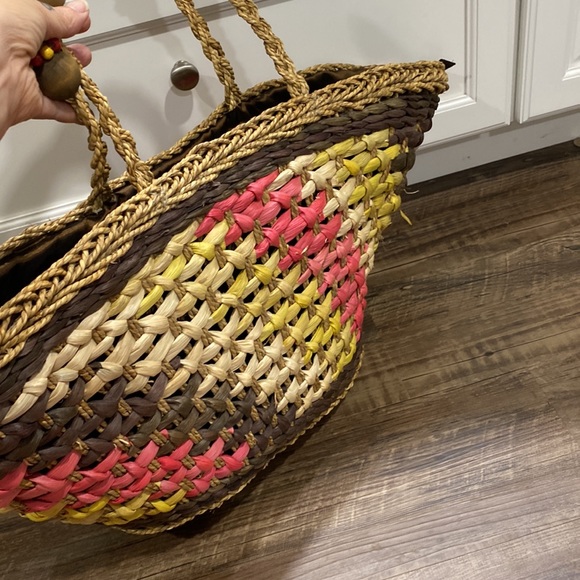 Large Sun N Sand Straw Bag Tote - Picture 6 of 12